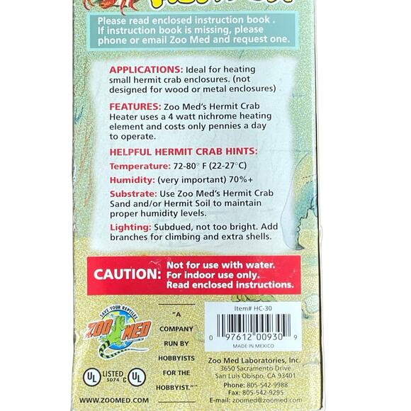 Zoo Med Hermit Crab Heater HC-30 Mini Size Heating Pad for Small Tanks - Picture 5 of 5